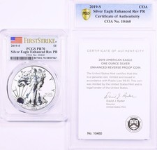 2019-S ENHANCED REV SILVER EAGLE PR70 DCAM FIRST STRIKE | Cert of Authenticity