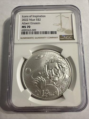 2022 Niue 1 oz Silver Icons of Inspiration: Einstein MS-70 NGC