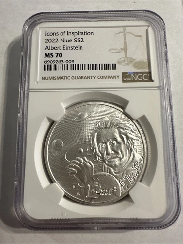 2022 Niue 1 oz Silver Icons of Inspiration: Einstein MS-70 NGC