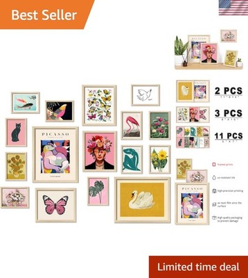 16 PCS Framed Eclectic Wall Art Decor, Modern Maximalist Home Gallery Wall Fr...