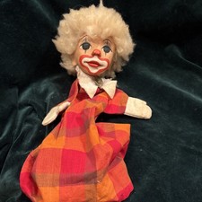 Vintage Handpainted German puppet Hobo Clown Head Cloth Body By Hildegard Wager