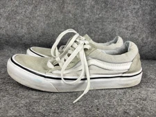 Vans Old Skool Shoes Womens Size 7.5 Mens 6 White Gray Suede Skate Low Top