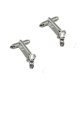 TIB17 Skull Wearing Top Hat Emblem on a Pair Of Cufflinks weddings birthday