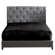 Polyester King Size Premium Flannel Plush Easy Fit 1-Piece Fitted Sheet, Black