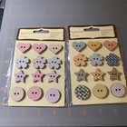 Recollections- Wood Button Stickers Flowers Floral Scrapbooking Embellishments