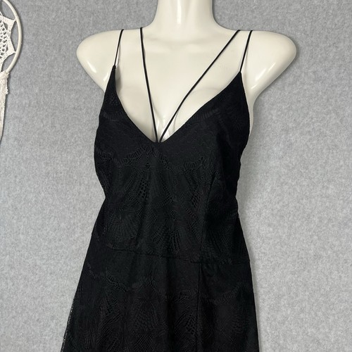 Cooper St Maxi Dress Womens 12 M Black Lace Pleated Trim Strappy Cocktail Formal - Picture 2 of 16