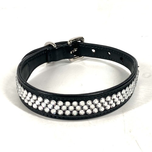 MIUMIU Estrás Perro Mascota Perro Collar Cuero Negro - Imagen 2 de 14