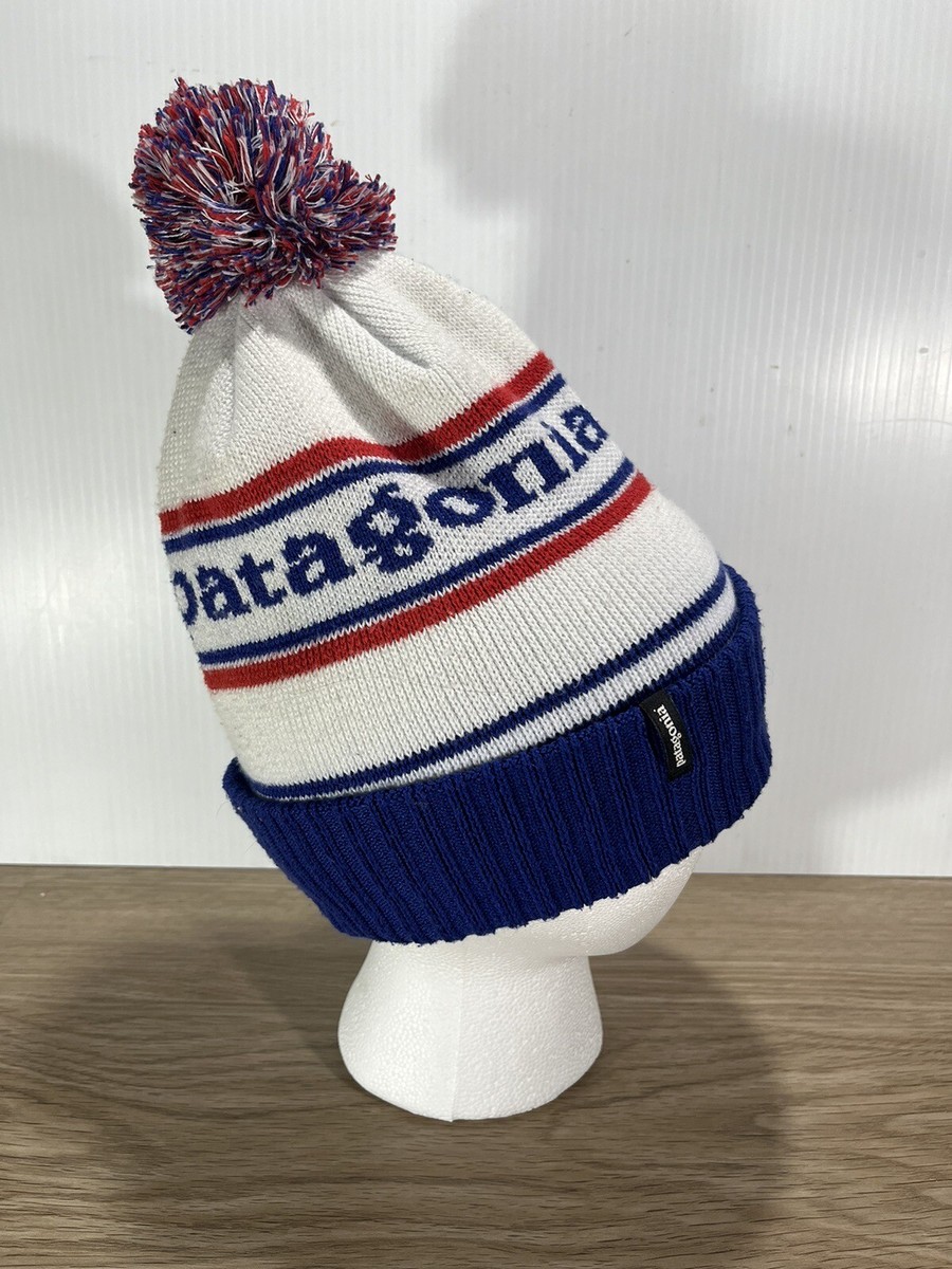 Patagonia Winter Powder Town Beanie Park Stripe Viking Blue Red White One  Size