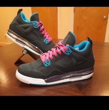 Nike Air Jordan 4 Retro Youth Size 7 Black Blue Hot Pink