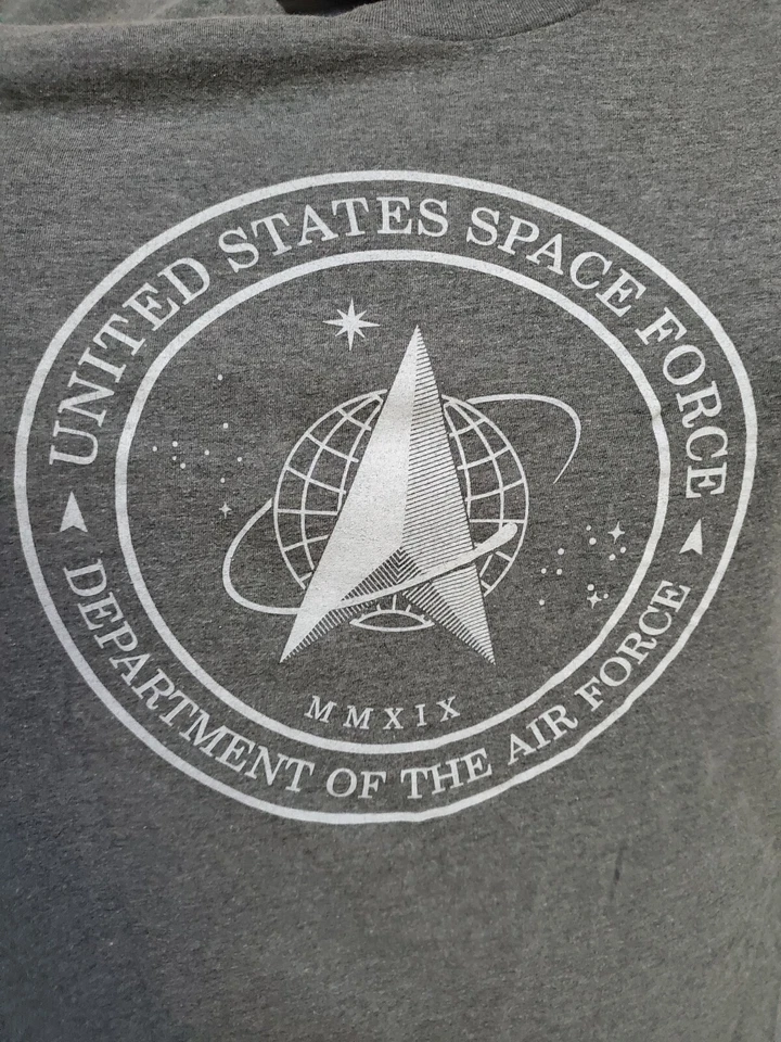 Camisa Scobar Hombre Mujer Talla L Grande Gris Blanco Fuerza Aérea Fuerza Espacial Foto 3 de 4