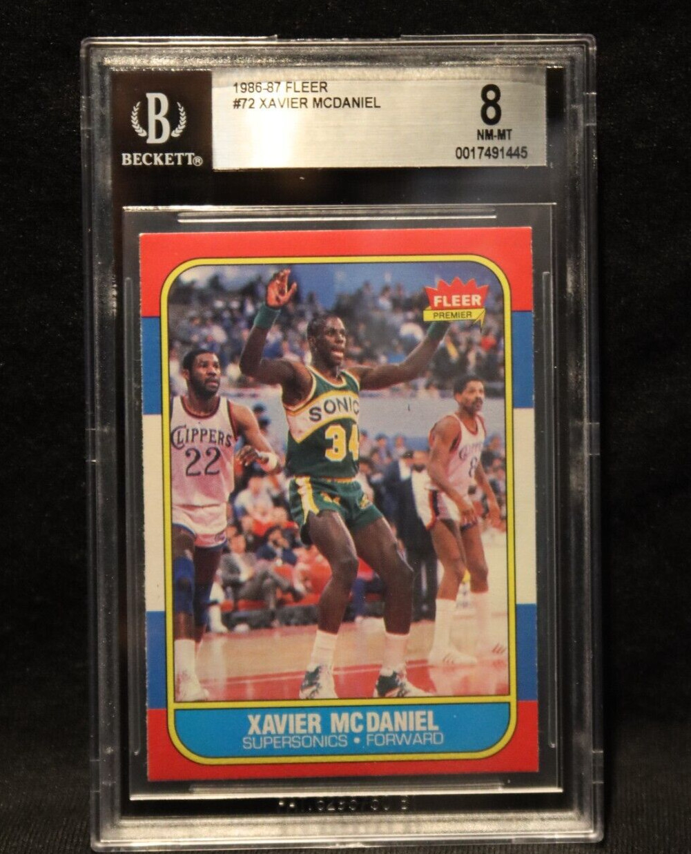 1986-87 Fleer - #72 Xavier McDaniel (RC) HOT!  BGS 8 NM-MT