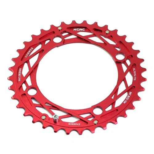 KCNC Cobweb Serie CNC 7075 Alloy Chainring Set 48-36-24T, Red - Image 4 of 4