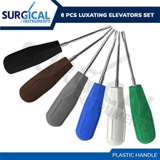 Elevators Set of 6 Pcs Plastic Handle Dental Extraction German Grade