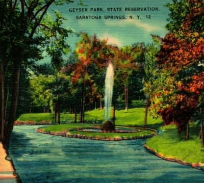 #ad Geyser Park State Reservation Saratoga Springs New York NY Linen Postcard $3.55