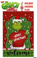 The Grinch MERRY GRINCHMAS WELCOME Christmas Holiday Flag Banner 12” x 18” NEW