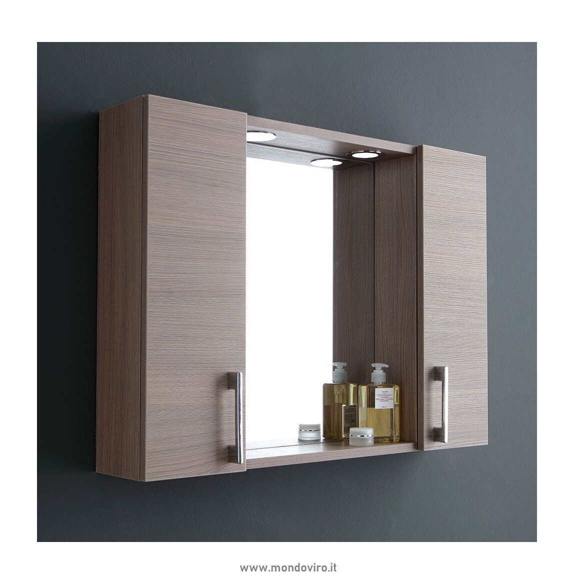 Mobile Specchio Bagno 2 Ante LED - Contenitore a Muro per Tutta la Famiglia