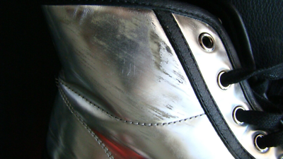 Gucci Silver Metallic Leather Spikes Studded Sneakers Boots