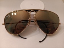 Vintage Ray-Ban B L Diamond Hard Aviator Sunglasses Rare Gold Frames Wrap Around