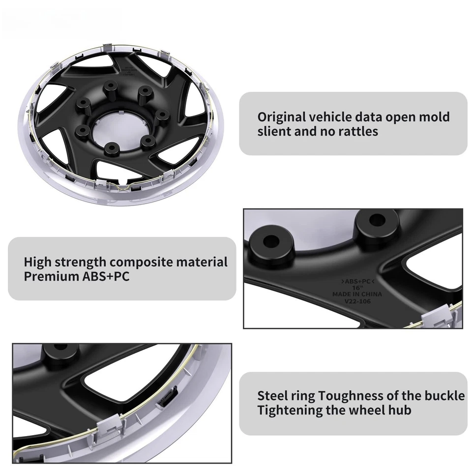 Chrome Wheel Hubcaps for Ford E150 E250/E350/F250/Excursion/E450 4pcs Foto 4 de 4