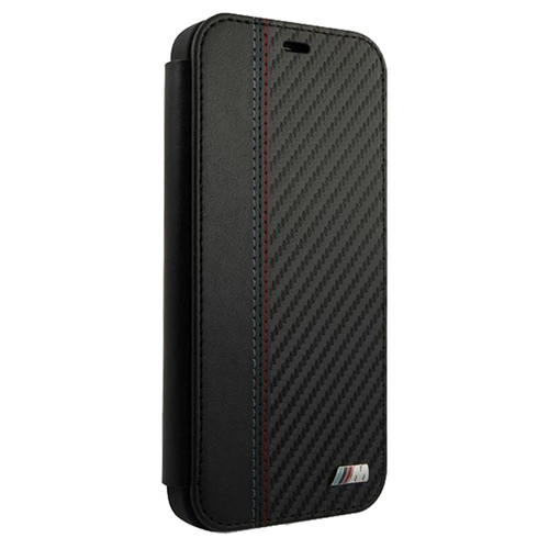 BMW iPhone 12 mini 5,4" M Collection PU Carbon Stripe Bookcase/Wallet Black - Picture 2 of 12
