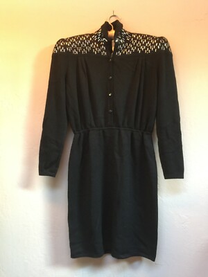Vintage St. John by Marie Gray Santana Knit Beaded Dress Black Size 2 Wool New