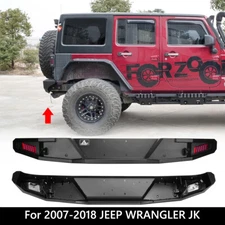 Rear Bumper For 2007-2018 Jeep Wrangler JK JKU w/LED Lights Powder Coated Steel