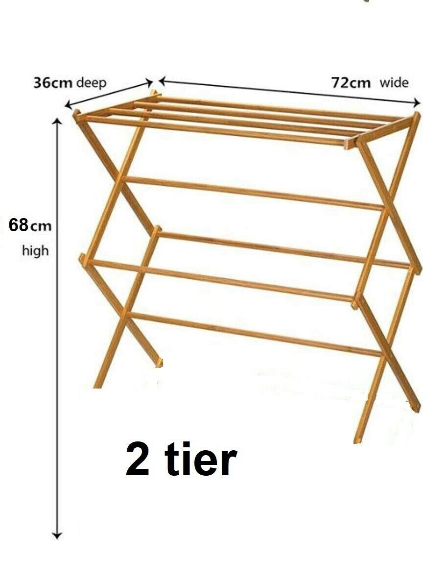 Bamboo Wooden Folding Concertina Clothes Airer Horse Vintage Traditional eBay