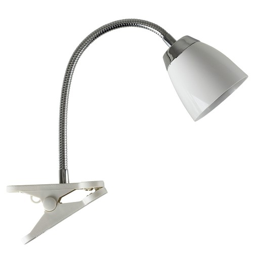 Clip On Desk Table Lamp 14CM Tall Craft Task Light Adjustable White & Chrome - Picture 5 of 8