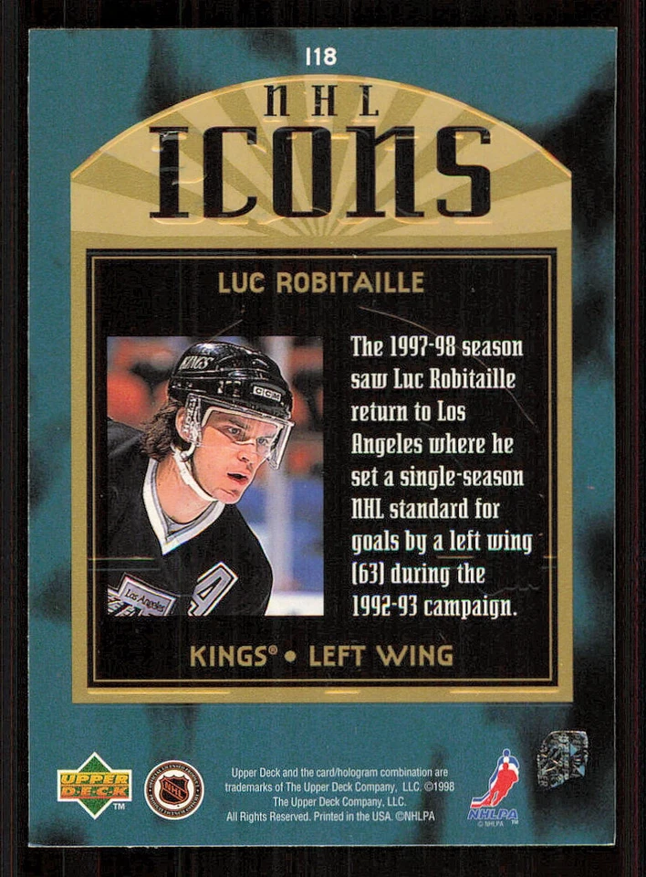 1997-98 SP Authentic Icons Embossed #I18 Luc Robitaille - Image 2 of 2