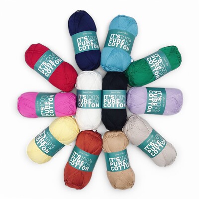 It's 100% PURE COTTON DK James C Brett Cotton Knitting Crochet Yarn 100g  Ball UK
