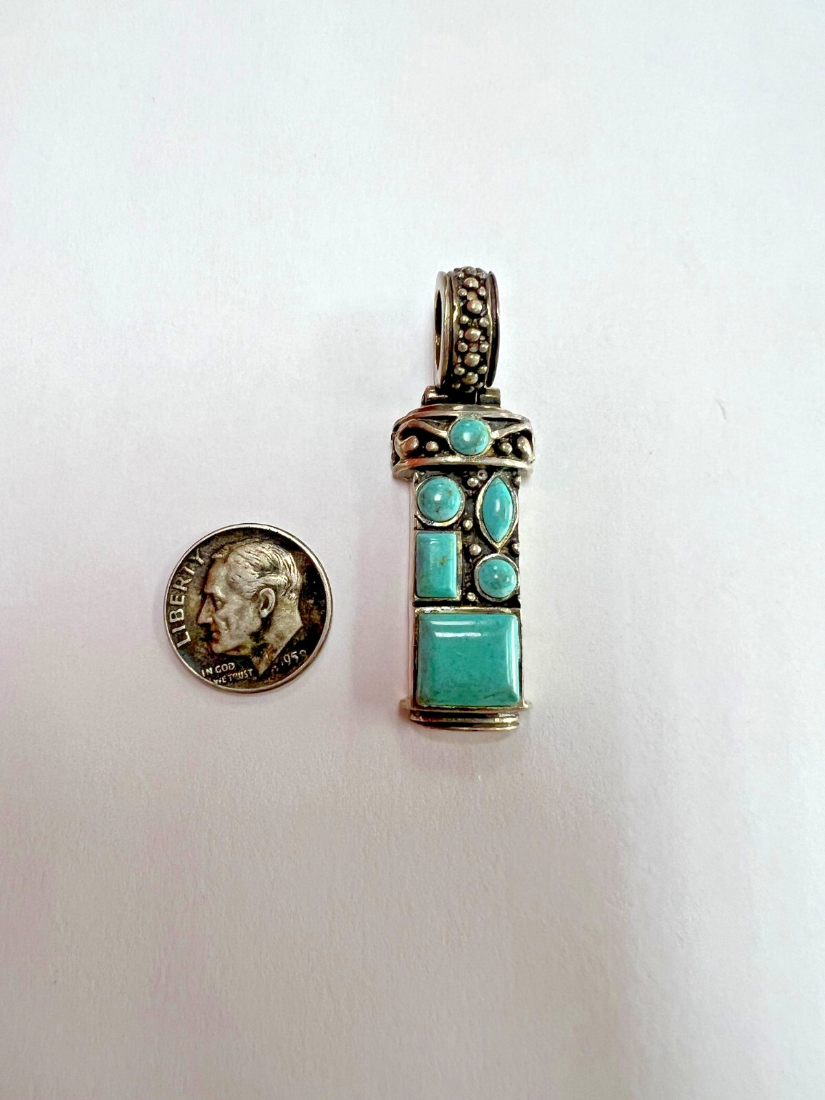 Sterling Silver Rectangle Sized Pendant with ligh… - image 3