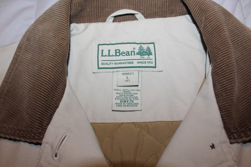 L.L. Bean Women's Tan/Beige Quilted Thinsulate Lined Barn Coat - Petite L EUC - Picture 3 of 4