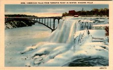 Winter View American Falls Terrapin Point Niagara Falls Postcard USA Made Everet