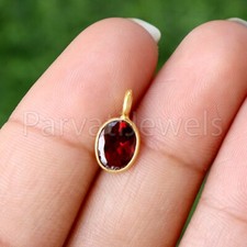 Solid 18k Gold Natural Garnet Oval Gemstone Partywear Gift Women Charm Pendants