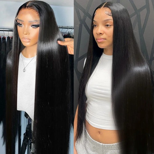 250 Density Transparent Bone Straight 30 40 Inches Lace Front Human Hair Wigs