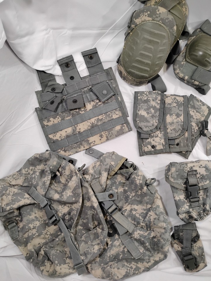 Army TAPS W HARNESS 21 Piece Pouch Kit ACU Chest Rig Vest Good Used UCP ...