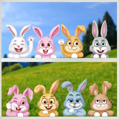 8 Blatt Ostern Fensteraufkleber süßer Hase Ostern Fensterklammern doppelseitig einfach
