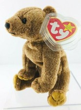 Ty Beanie Babies - PECAN The Bear - Mint with Tags in Plexiglass Display Box 