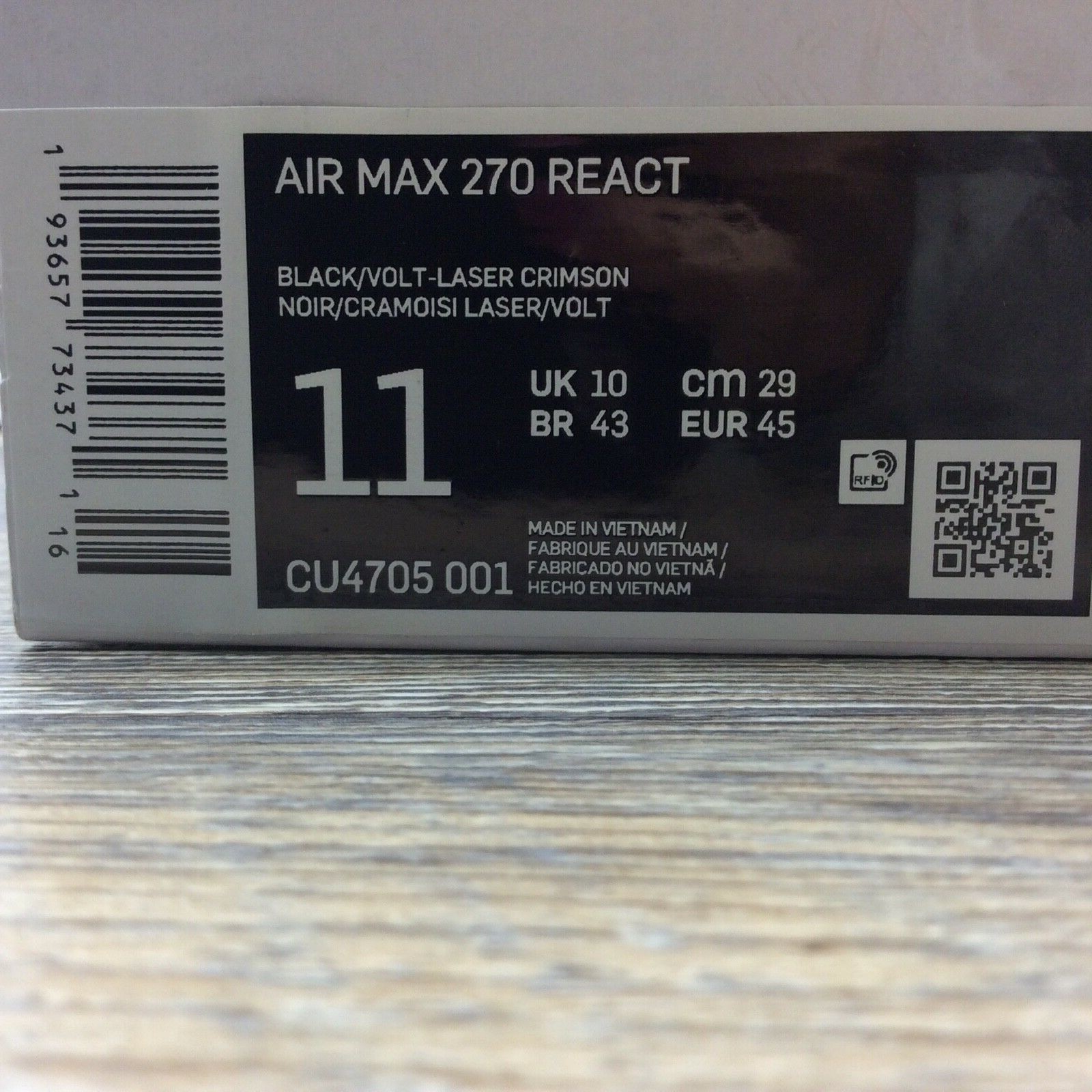 air max 270 react black/volt/laser crimson/hyper grape