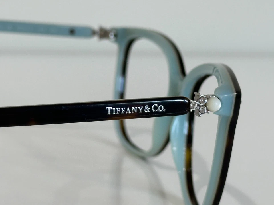 Tiffany & Co. TF 4105-H-B 8134/3B Cat Eye Havana Blue Eyeglasses Frame 55-17-140 - Image 4 of 4