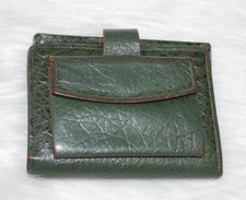 Vintage Baronet Cowhide Leather Wallet Womens Billfold Snaps Sage Green 3.5"x4"