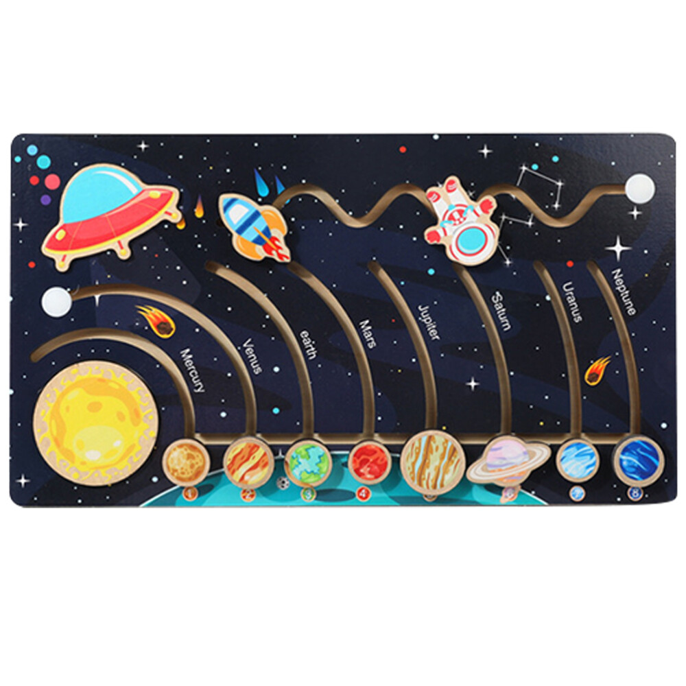 1 Set Solar System Puzzle Toddler Toy Space Planet Cognition Toy Wooden Solar