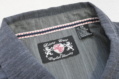 English Laundry Dress Shirt Gray Cotton-Poly Stretch Short Sleeve Mens 2XL XXL - Picture 7 of 8