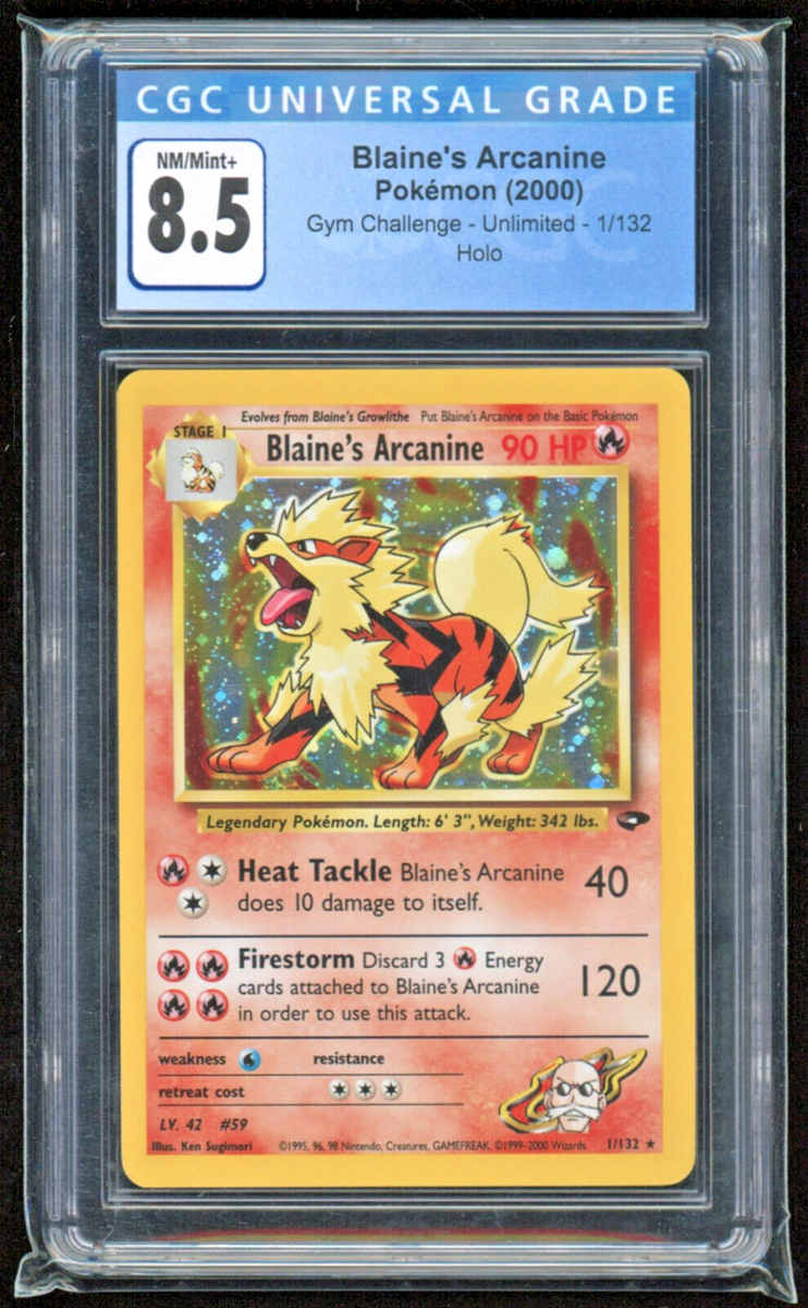 2000 BLAINE'S ARCANINE HOLO GYM CHALLENGE CGC 8.5 MINT #1/132