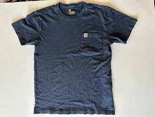 Carhartt Shirt Mens Small Navy Short Sleeve Front Single Pocket Work Tee Logo