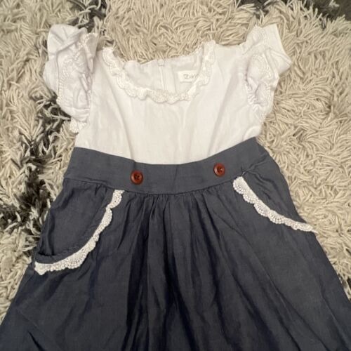Evies Closet Dress Size 4T Boutique Blue White Short Sleeve - Picture 2 of 8