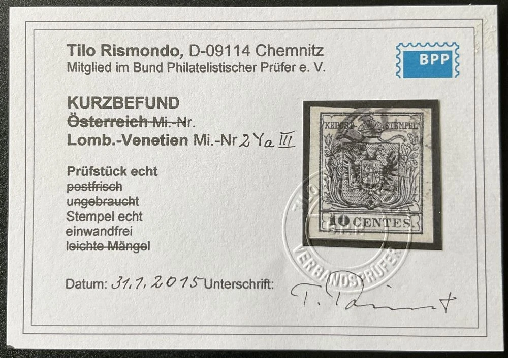 ÖSTERREICH L+V 1850 2Y etc gestempelt TADELLOS BEFUND BPP (N4737