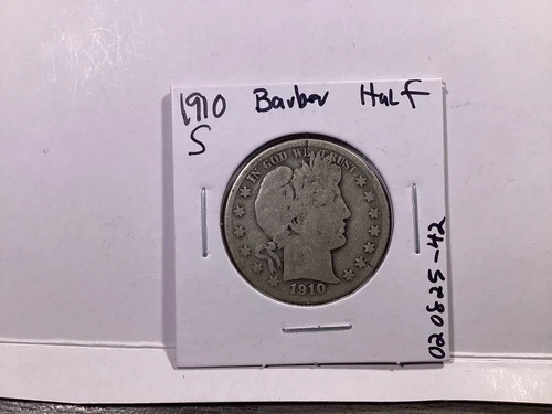1910S Barber 90% Silver Half-Dollar Key Date from San Francisco Mint 02082542ak