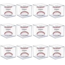 12 Pack UV Protected Acrylic Boxes for Display,Clear Display Case Baseball Cube