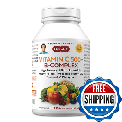 Andrew Lessman Vitamin C 500 Plus B-Complex 180 Capsules - Non-Acidic Vitamin C